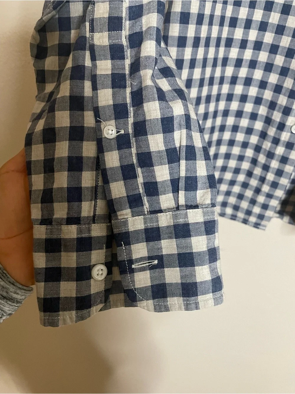 J. Crew Men's Navy and White Gingham Button-Down Shirt
